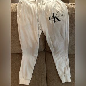 White Calvin Klein sweat pants